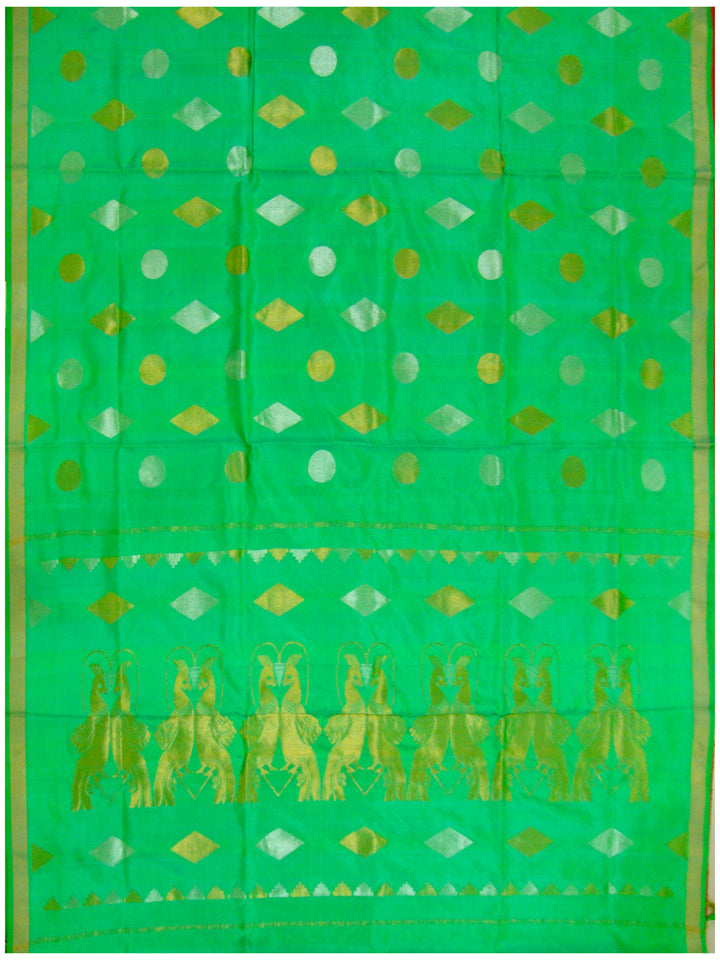 Venkatagiri pure silk Jamdhani saree Light Parrot Green