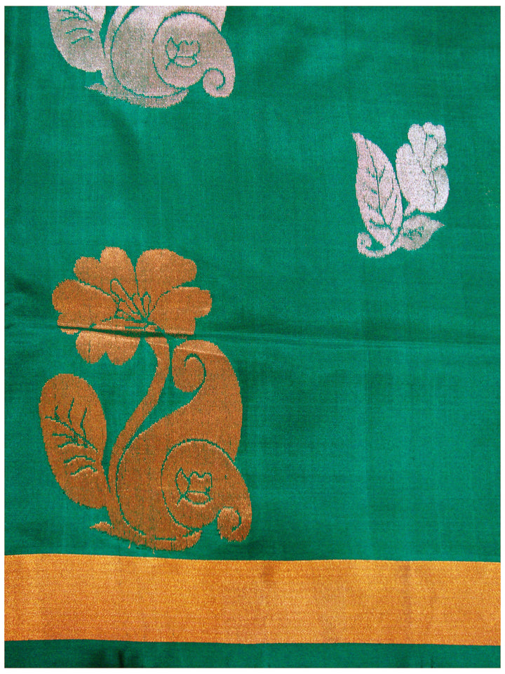 Venkatagiri pure silk Jamdhani saree Dark Sea Green Shade