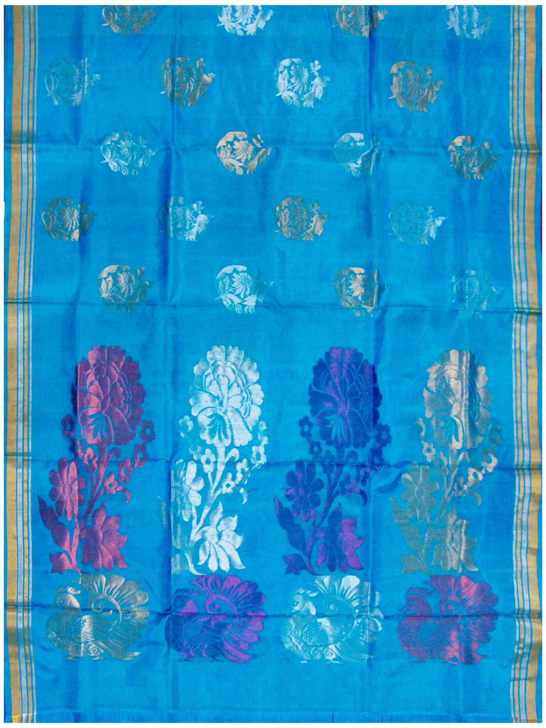 Venkatagiri pure silk Jamdhani saree Light Blue Shade