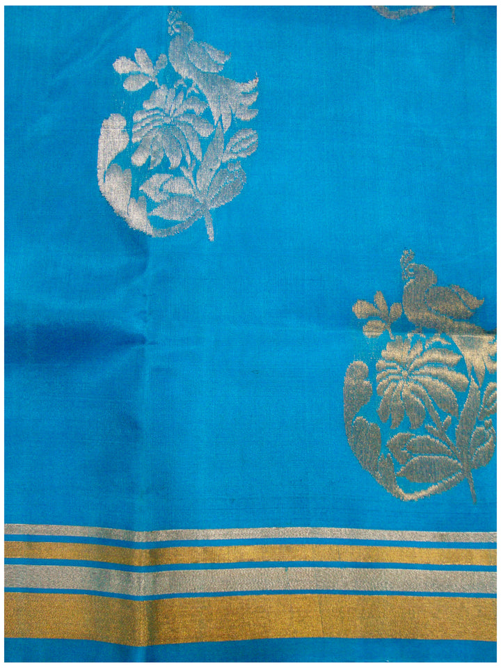 Venkatagiri pure silk Jamdhani saree Light Blue Shade