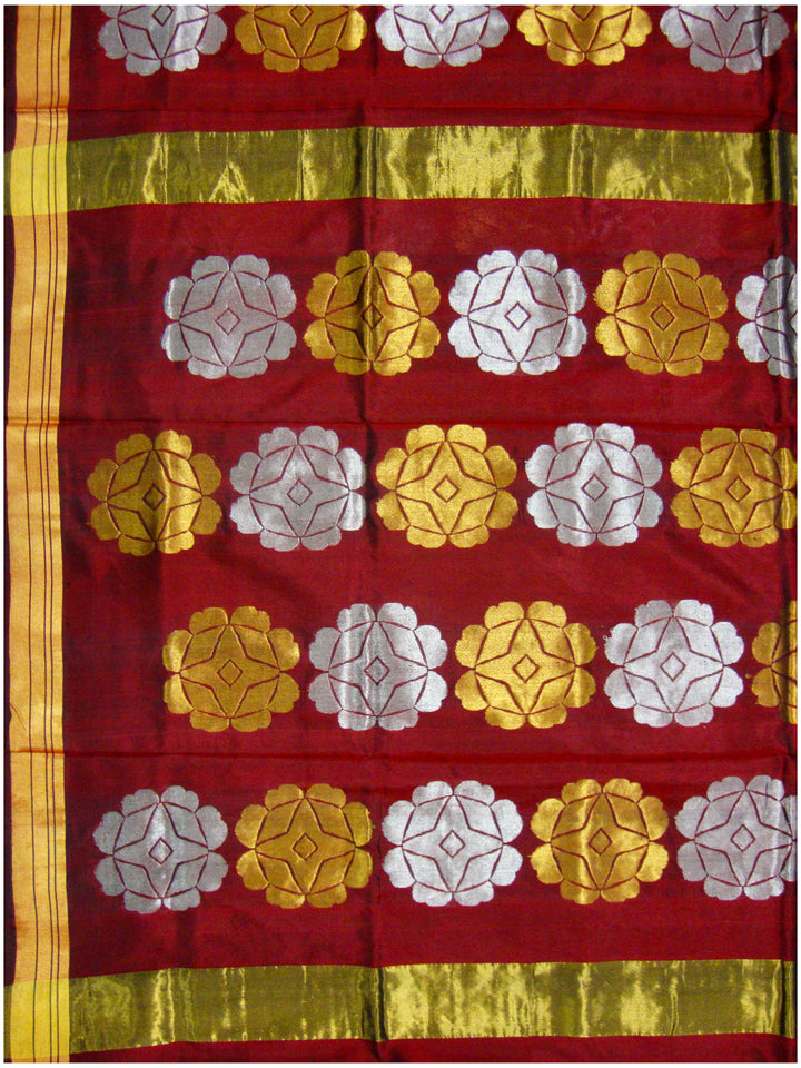 Venkatagiri pure silk Jamdhani saree Dark Mehroon Shade