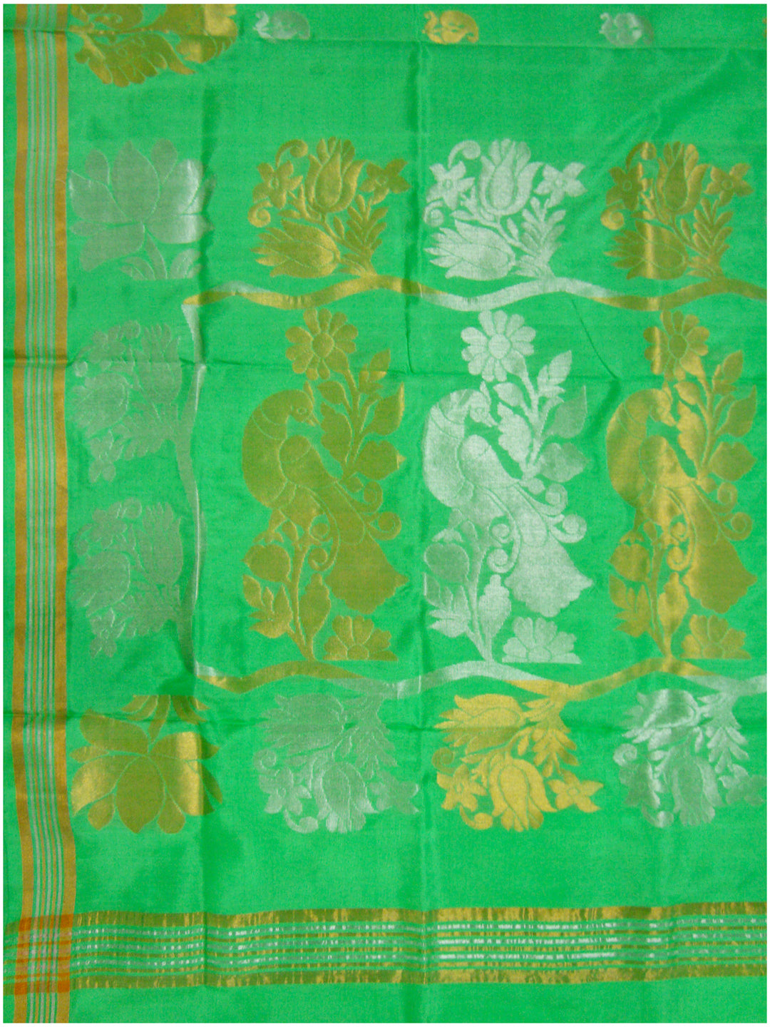 Venkatagiri pure silk Jamdhani saree Light Ananda Green