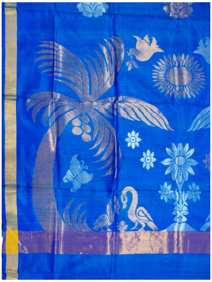 Venkatagiri pure silk Jamdhani saree Royal Blue Shade