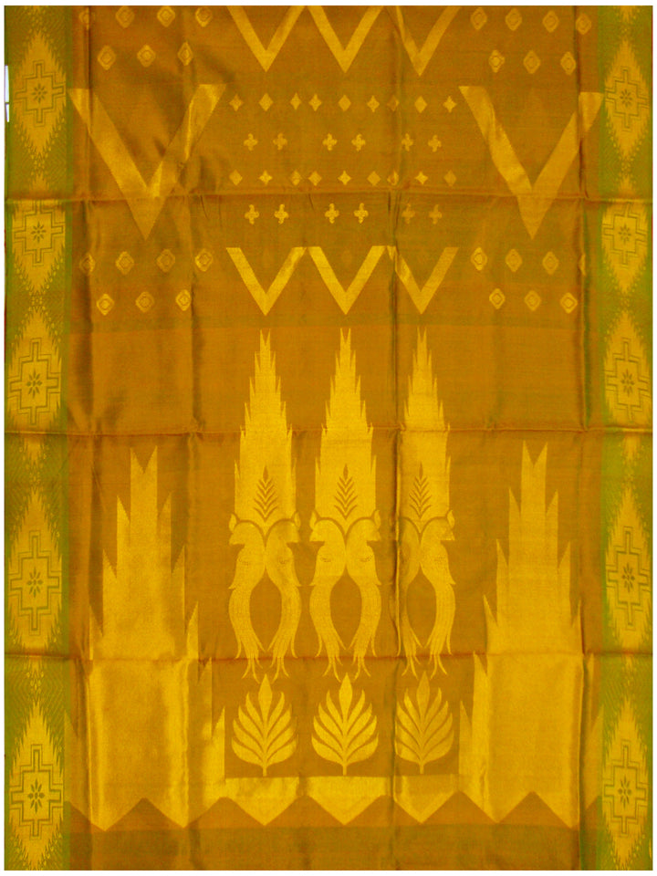 Venkatagiri pure silk Jamdhani saree Light Olive Brown Shade