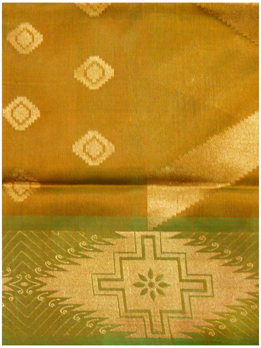 Venkatagiri pure silk Jamdhani saree Light Olive Brown Shade