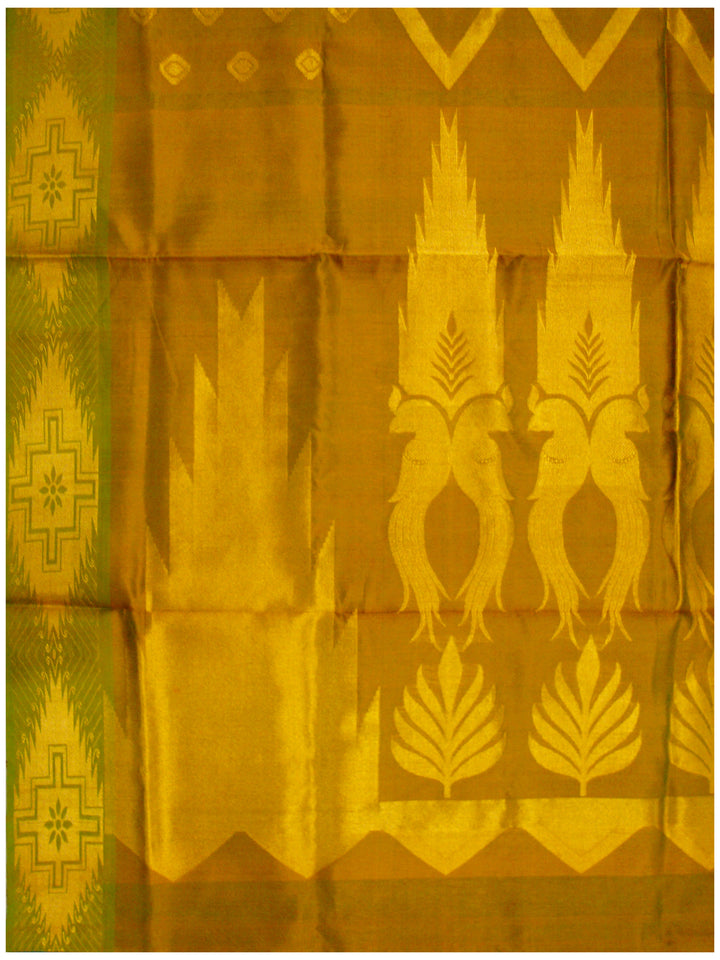 Venkatagiri pure silk Jamdhani saree Light Olive Brown Shade