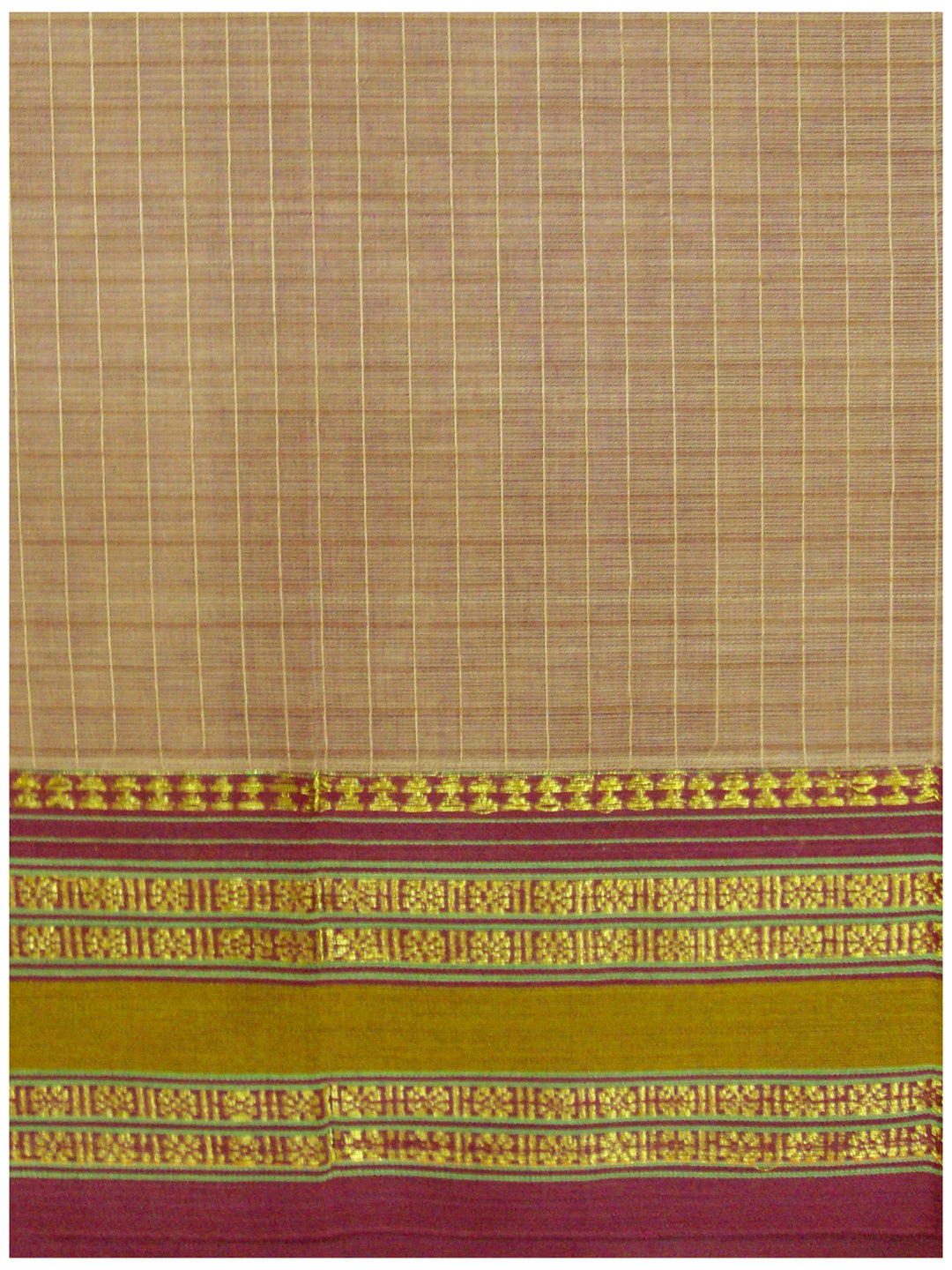 Narayanapet Cotton Saree Mehroon and Cream shade