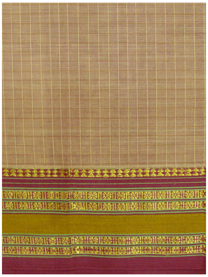 Narayanapet Cotton Saree Mehroon and Cream shade