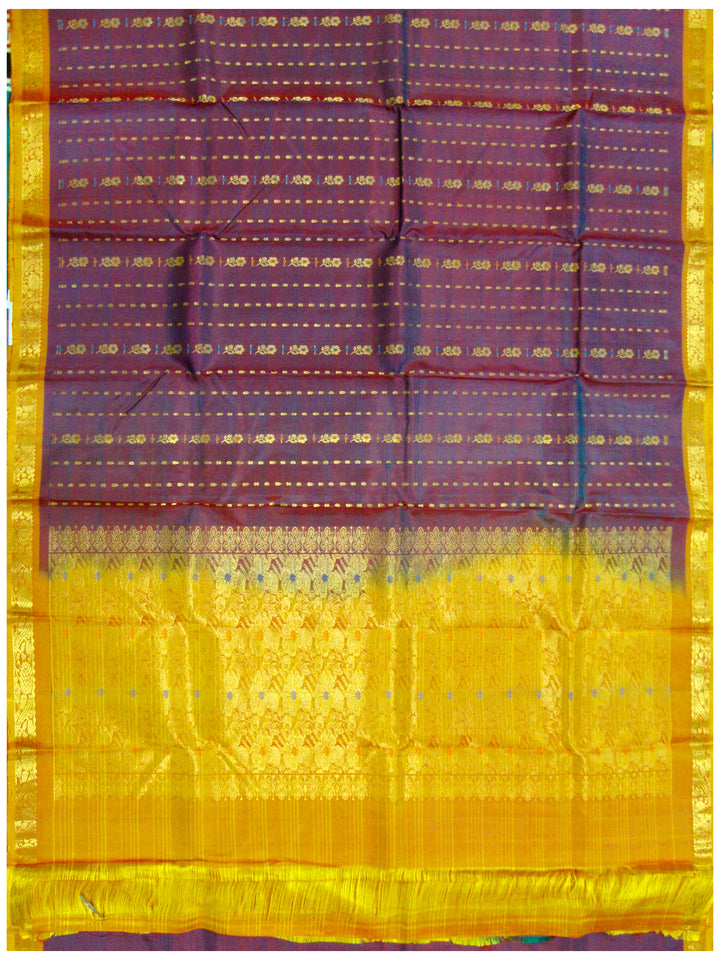 Dharmavaram Pure silk saree Mixed shade of Blue and Mehroon