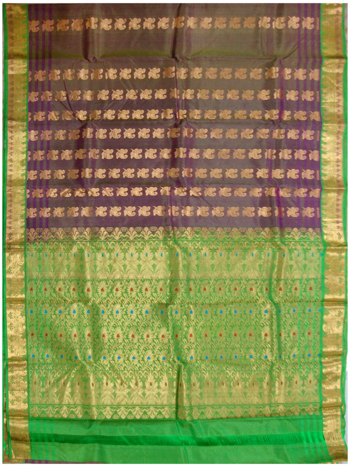 Dharmavaram Pure silk saree Mixed violetandgreen