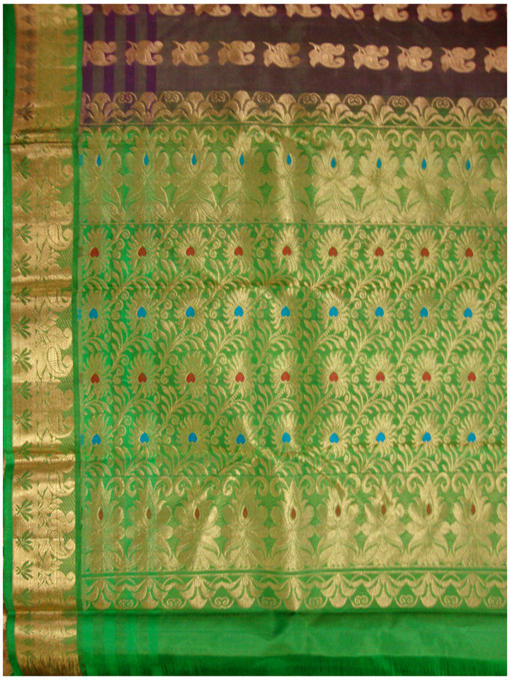 Dharmavaram Pure silk saree Mixed violetandgreen