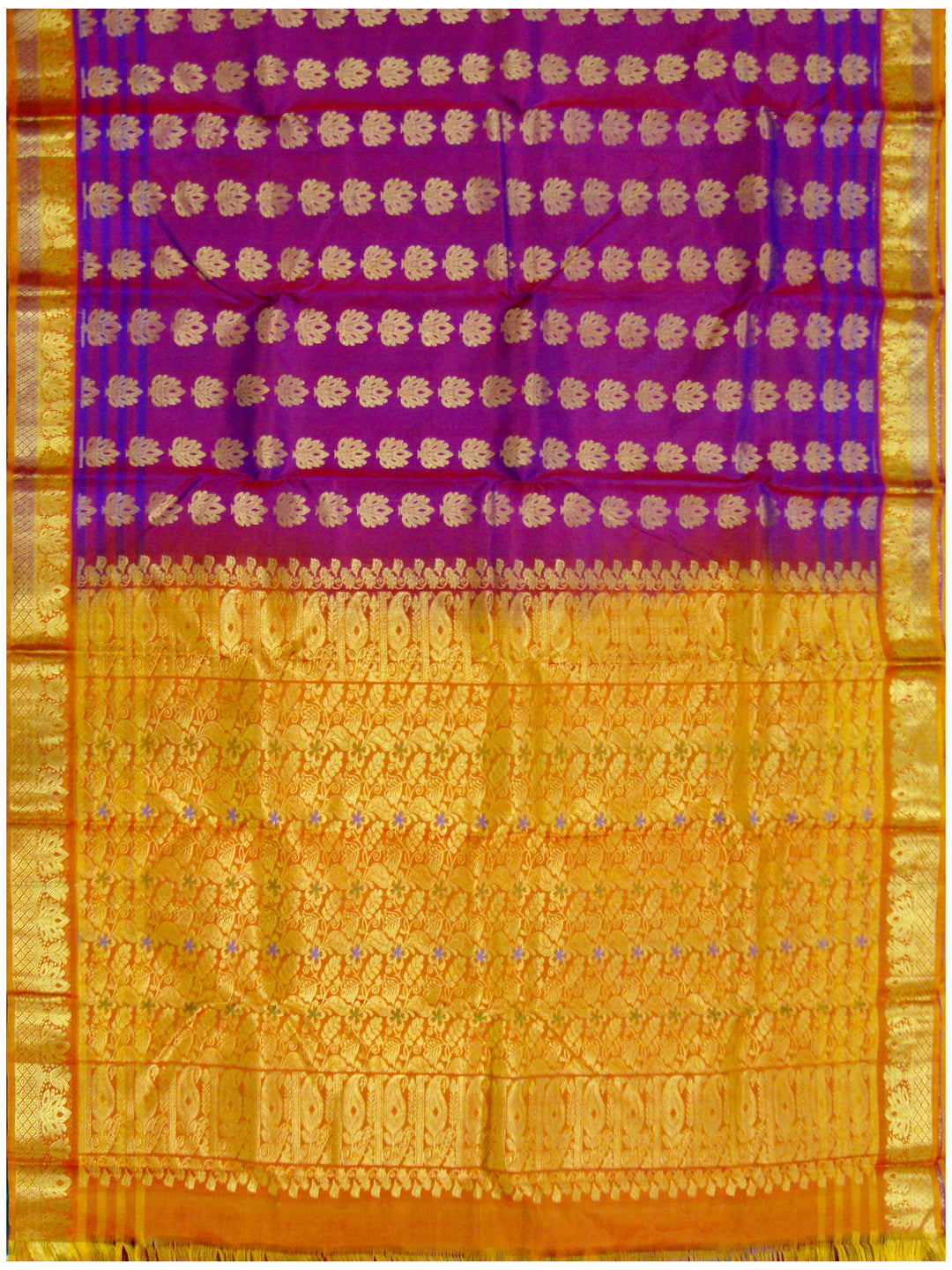 Dharmavaram Pure silk saree Magenta and Blue shade