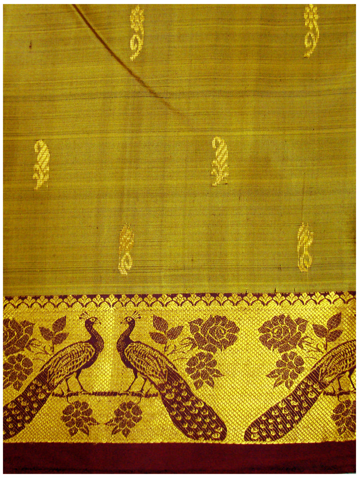 Dharmavaram Pure silk saree Olive Green shade