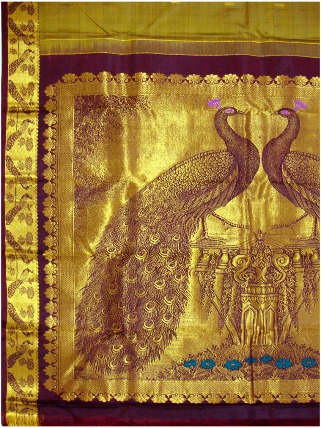 Dharmavaram Pure silk saree Olive Green shade