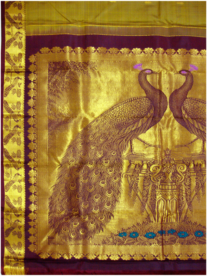 Dharmavaram Pure silk saree Olive Green shade