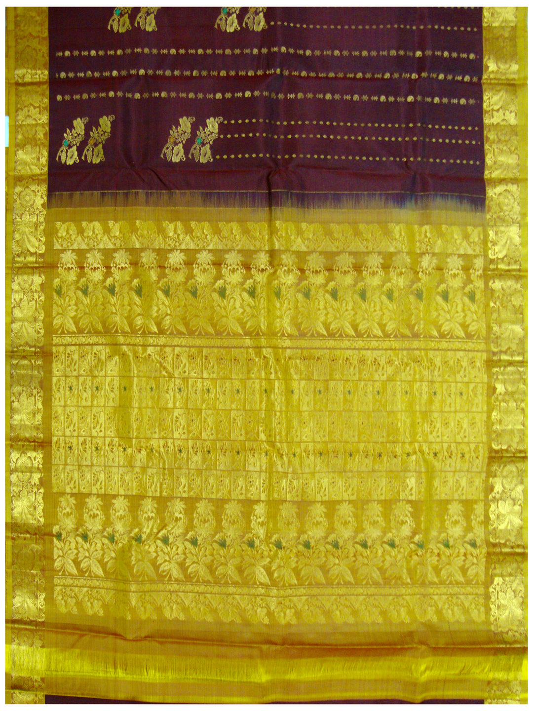 Dharmavaram Pure silk saree zari Teega design Magenta Shade