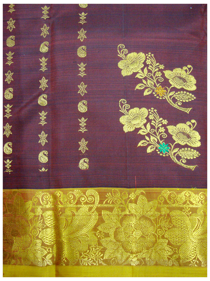 Dharmavaram Pure silk saree zari Teega design Magenta Shade