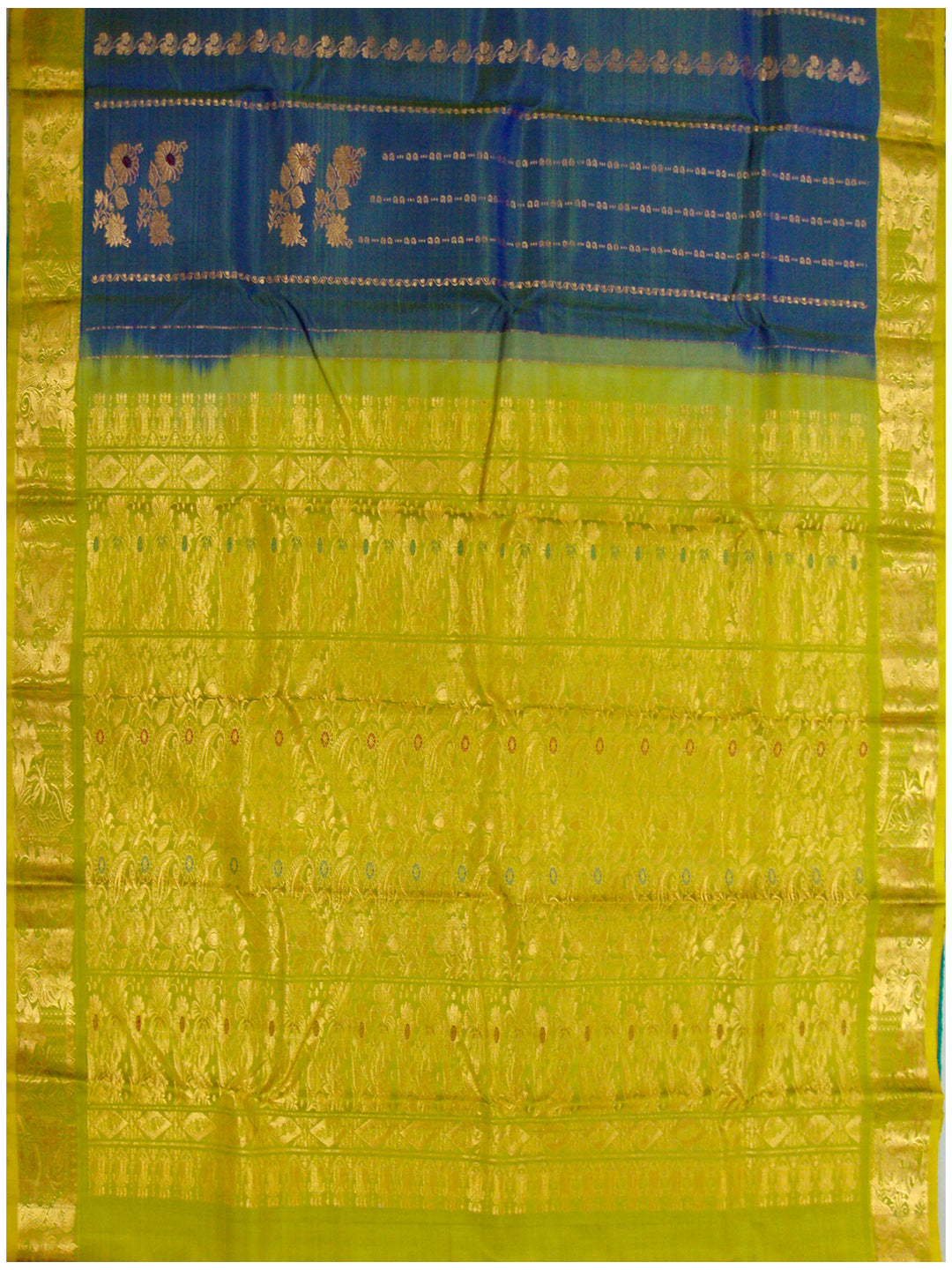 Dharmavaram Pure silk saree Blue and Green shade