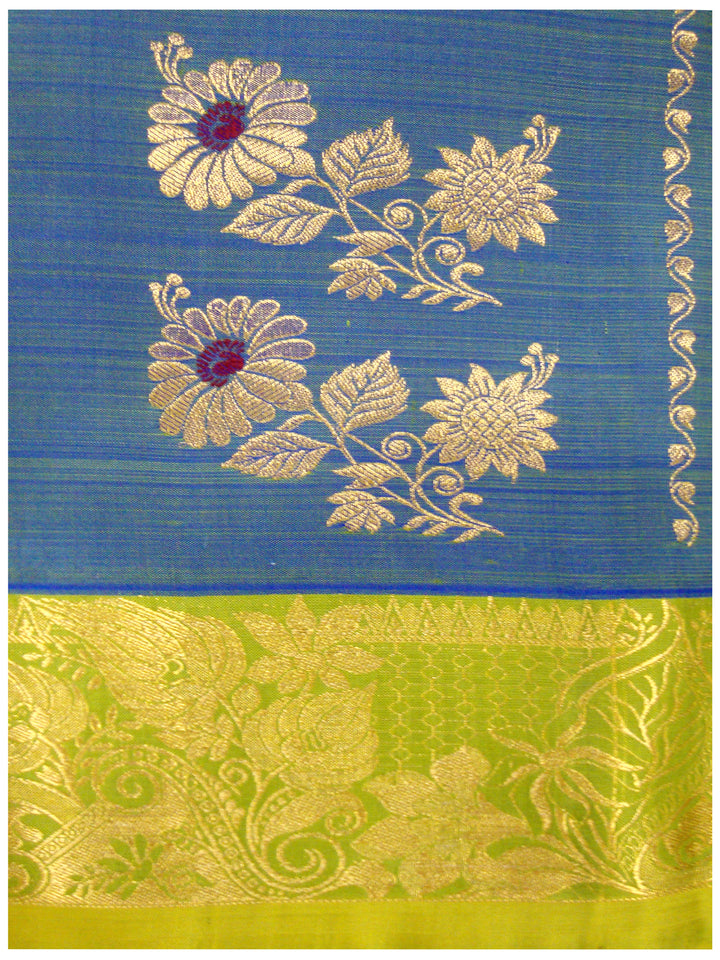 Dharmavaram Pure silk saree Blue and Green shade