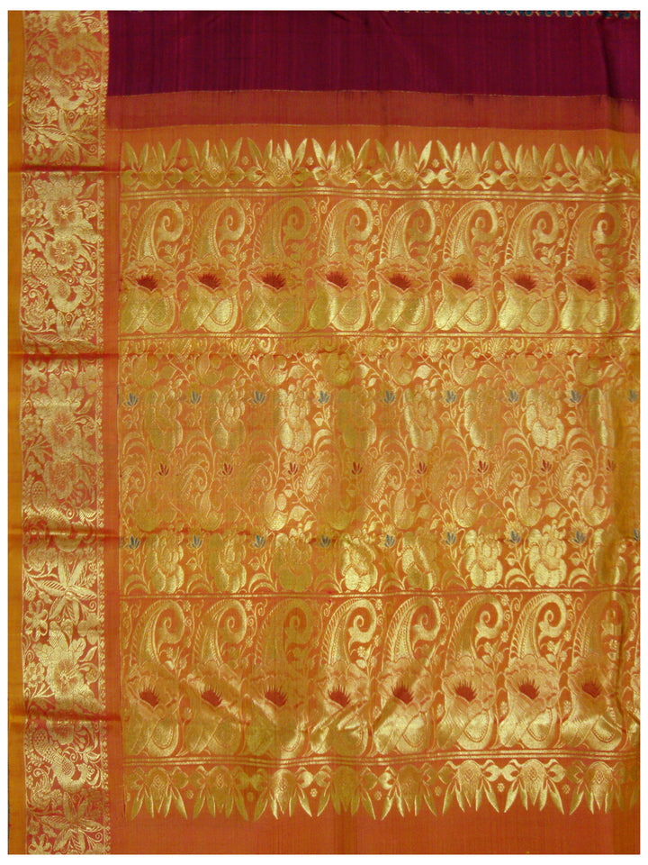 Dharmavaram Pure silk saree Mixed MehroonandMustered