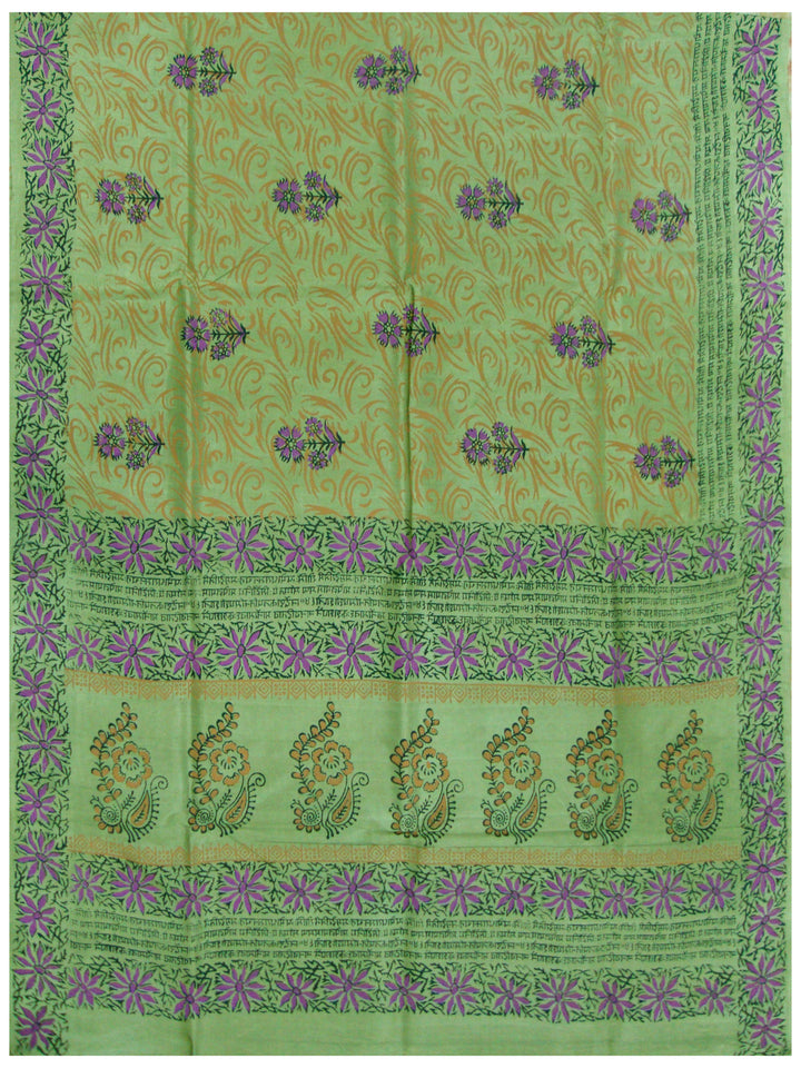 Printed silk saree Olive Green shade