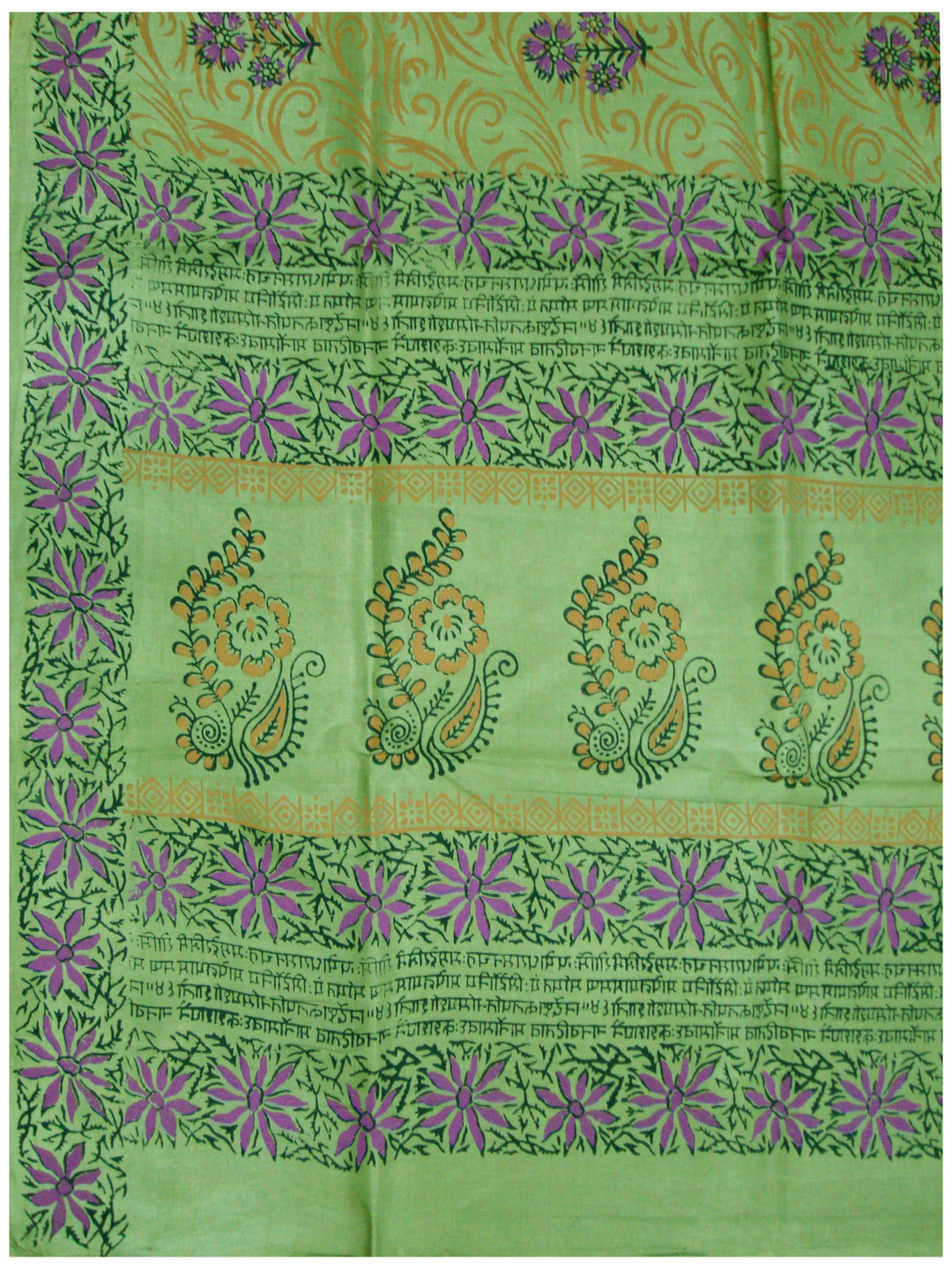 Printed silk saree Olive Green shade