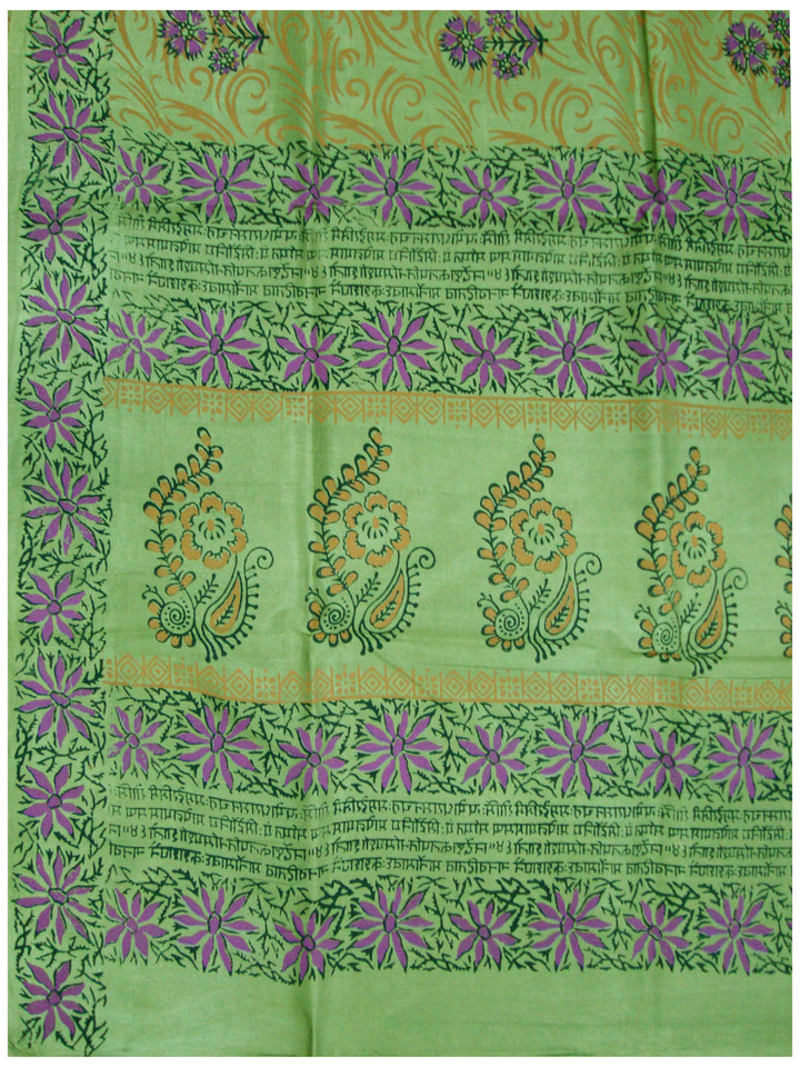 Printed silk saree Olive Green shade
