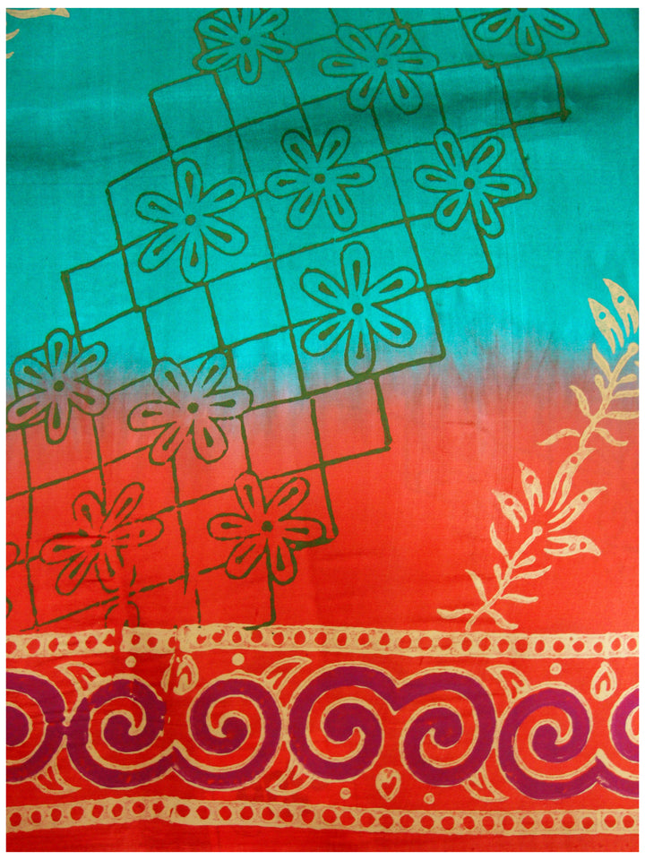 Printed silk saree with Turquoise Blue shade