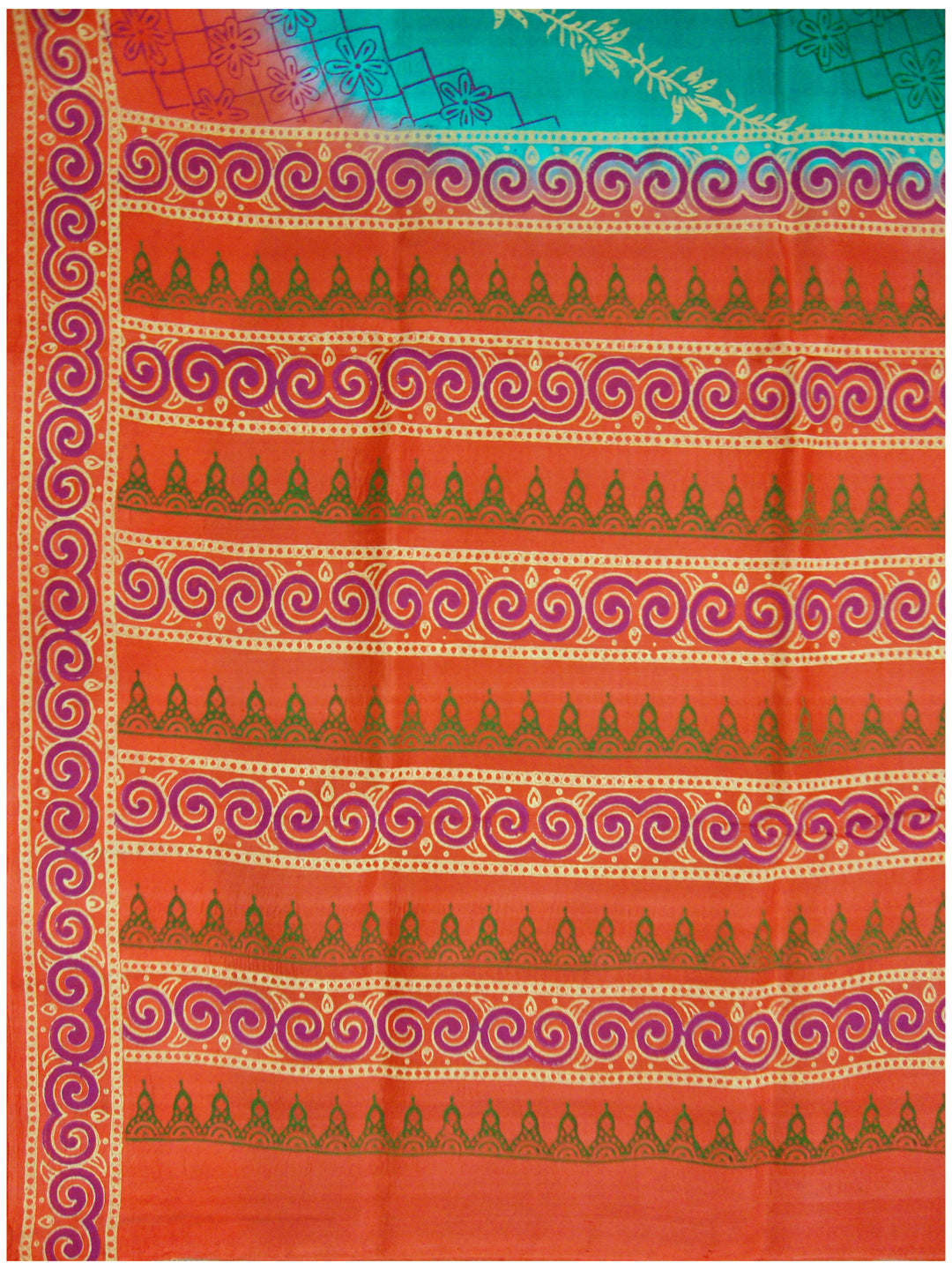 Printed silk saree with Turquoise Blue shade