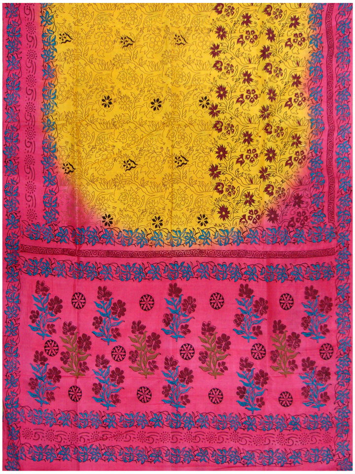 Printed silk saree Light Yellow shade