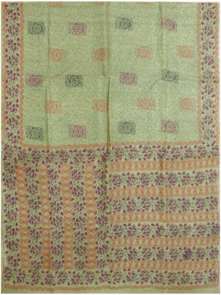 Printed silk saree Olive Green shade