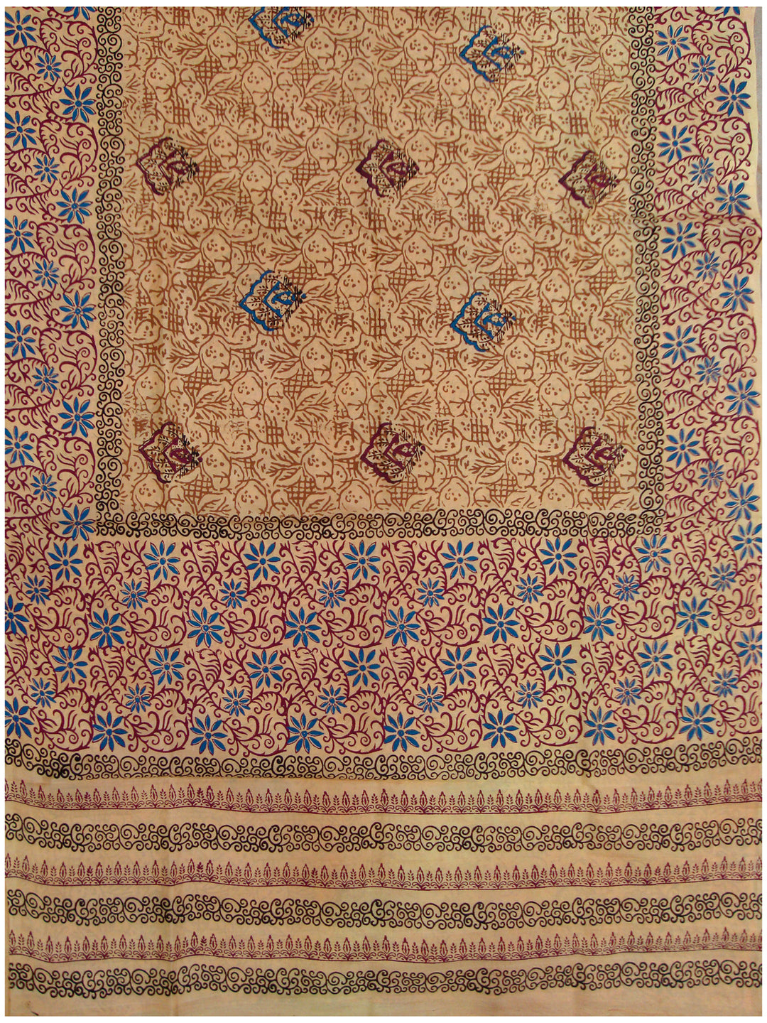 Printed silk saree Light Brown