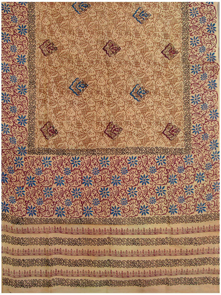 Printed silk saree Light Brown