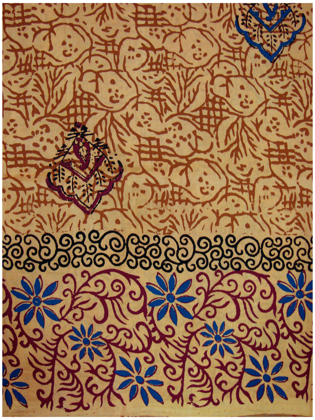 Printed silk saree Light Brown