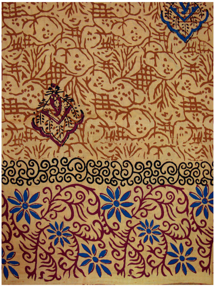 Printed silk saree Light Brown