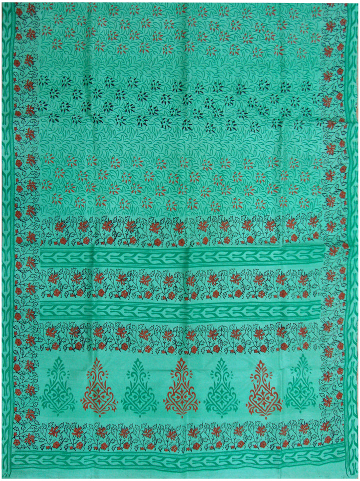 Printed silk saree Light Sea Greeen