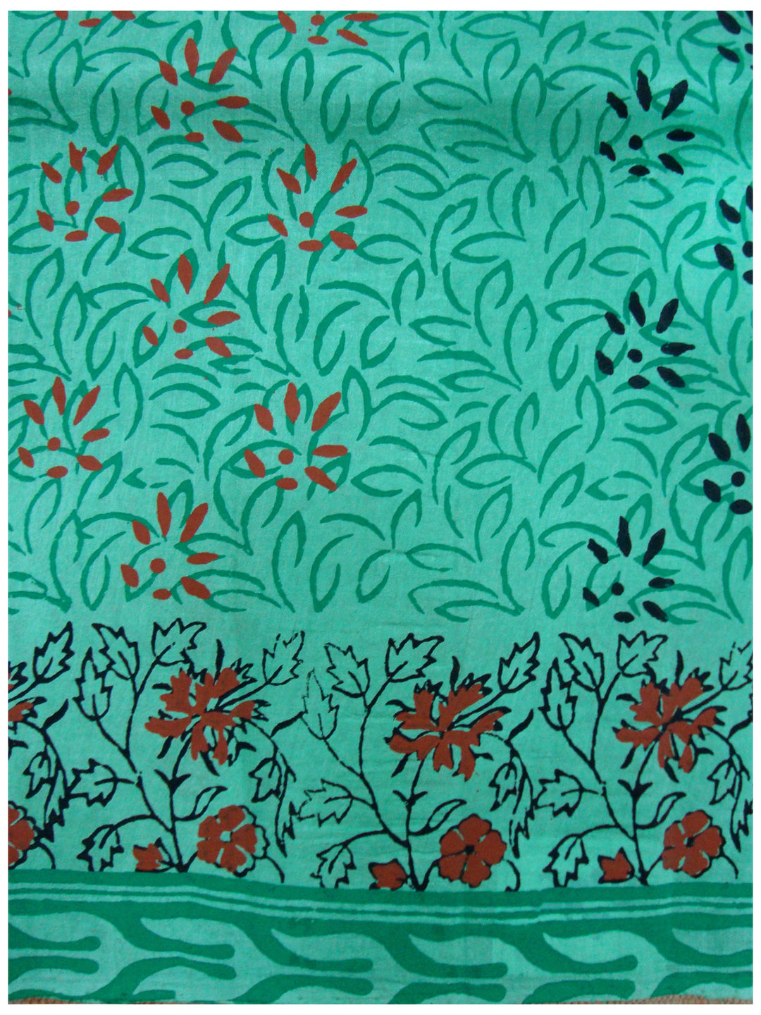 Printed silk saree Light Sea Greeen