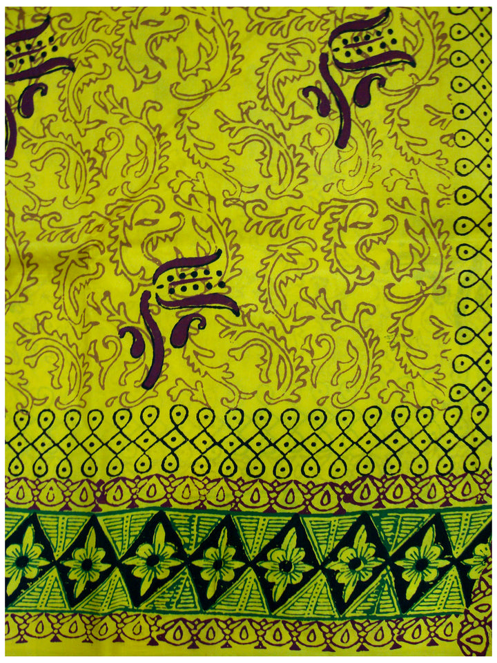 Printed silk saree Mix Green and yellow shade