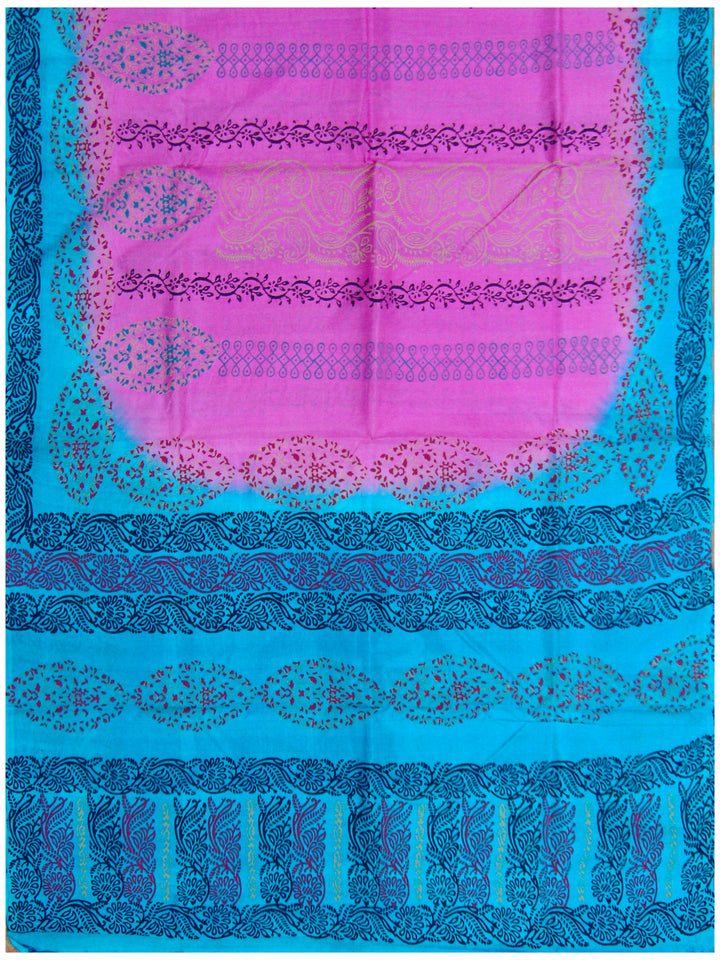Printed silk saree Magenta