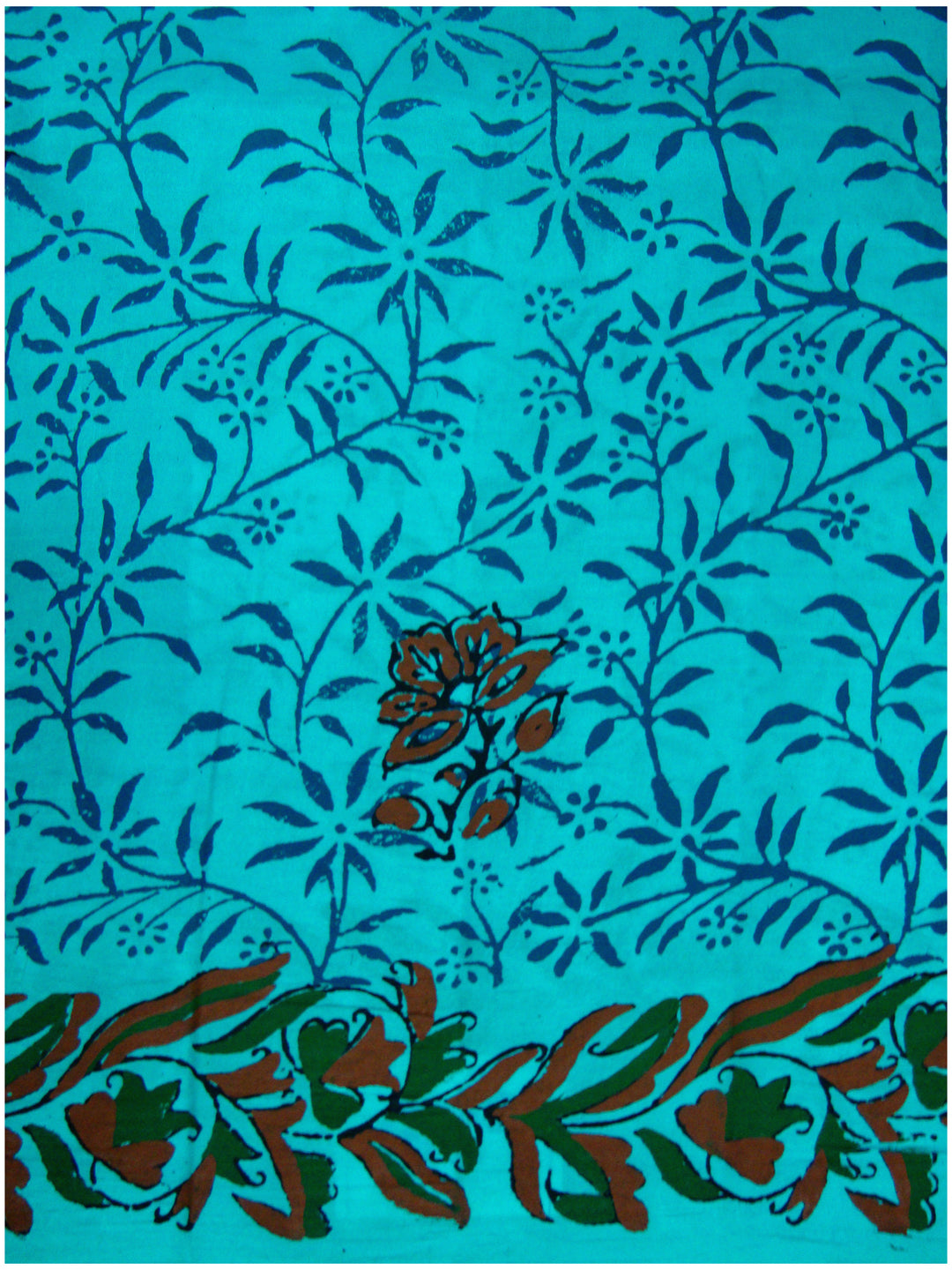 Printed silk saree with Turquoise Blue shade