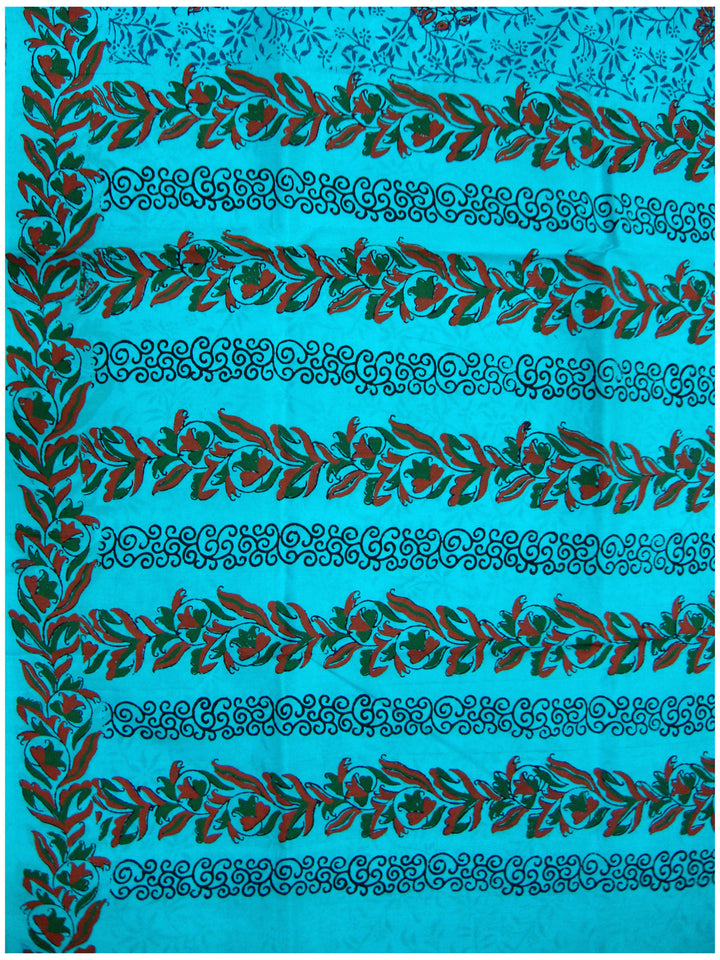 Printed silk saree with Turquoise Blue shade