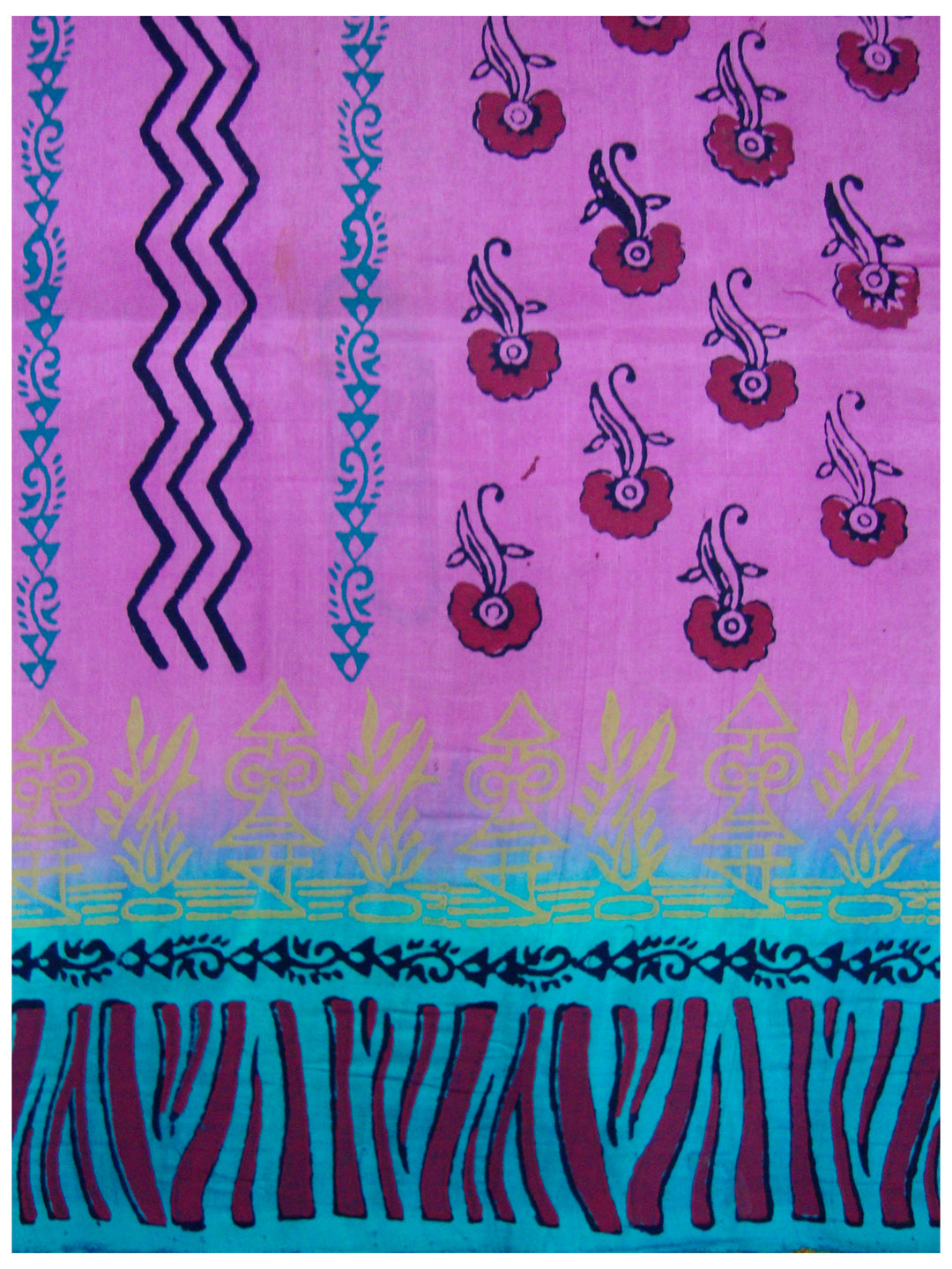 Printed silk saree Light Pink and Blue