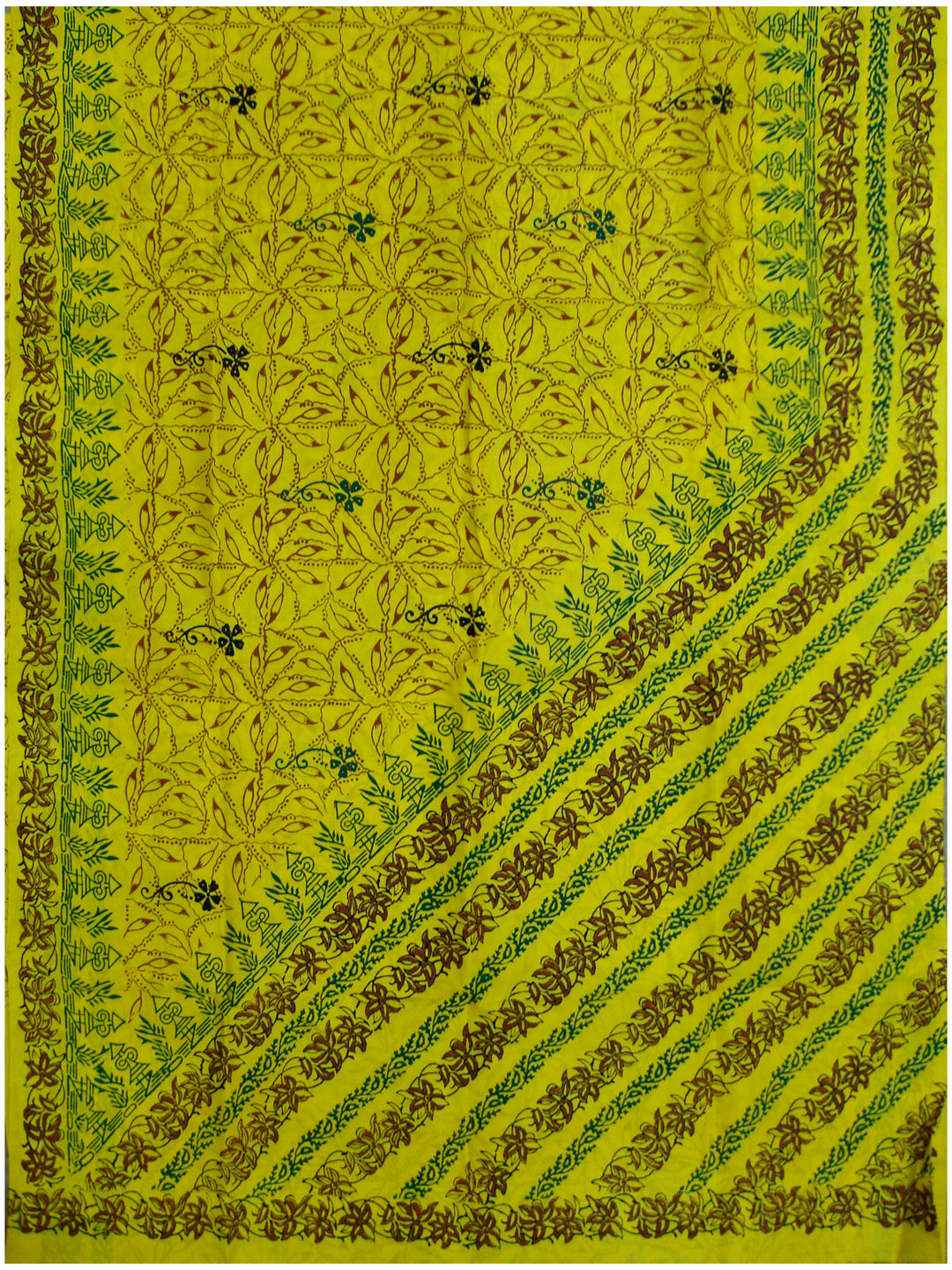 Printed silk saree Lemon Yellow