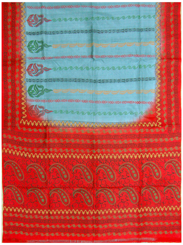 Printed silk saree Cement colour