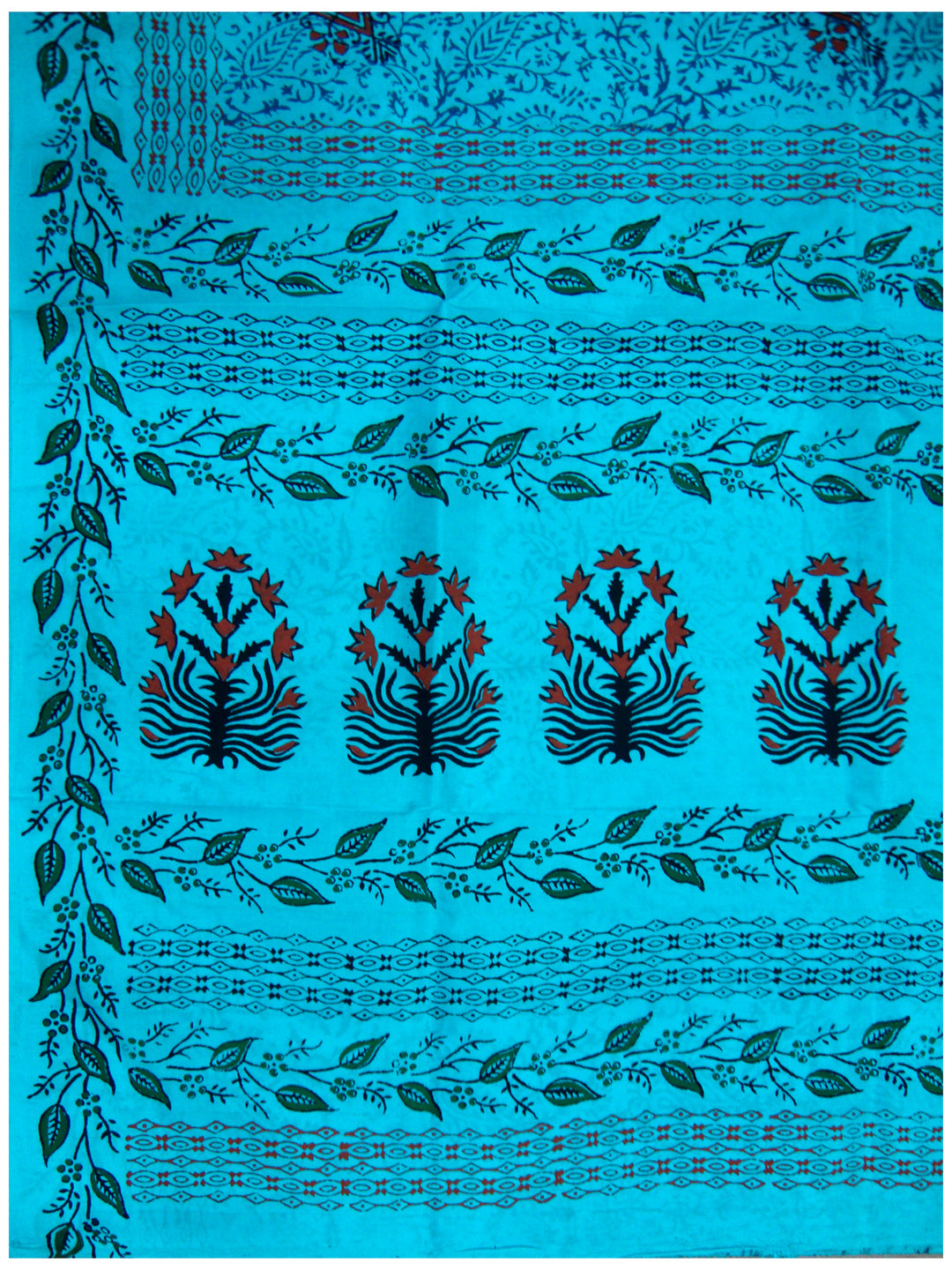 Printed silk saree with Light Turquoise Blue shade