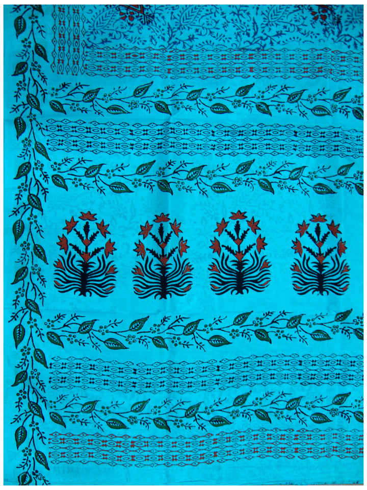 Printed silk saree with Light Turquoise Blue shade