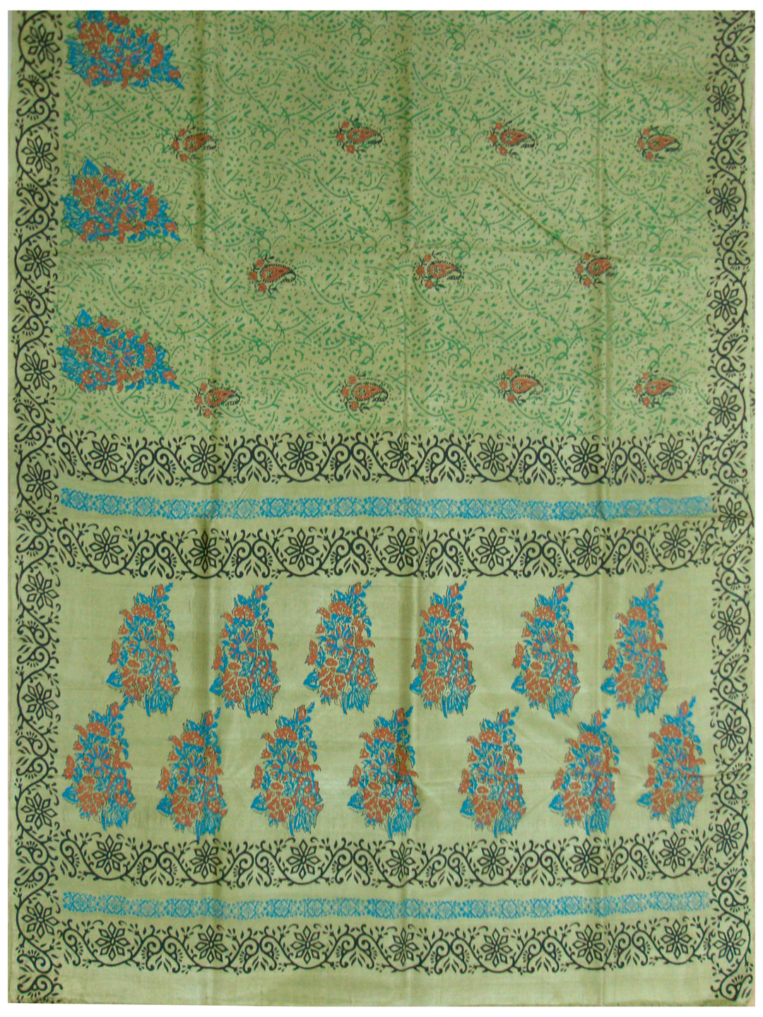 Printed silk saree Light Olive Green shade