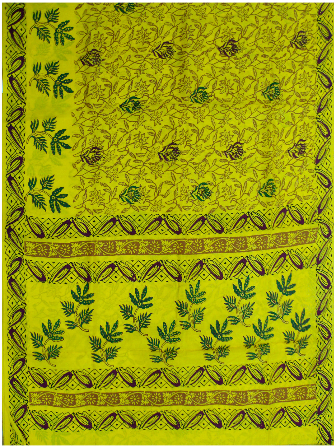Printed silk saree Lemon Yellow shade