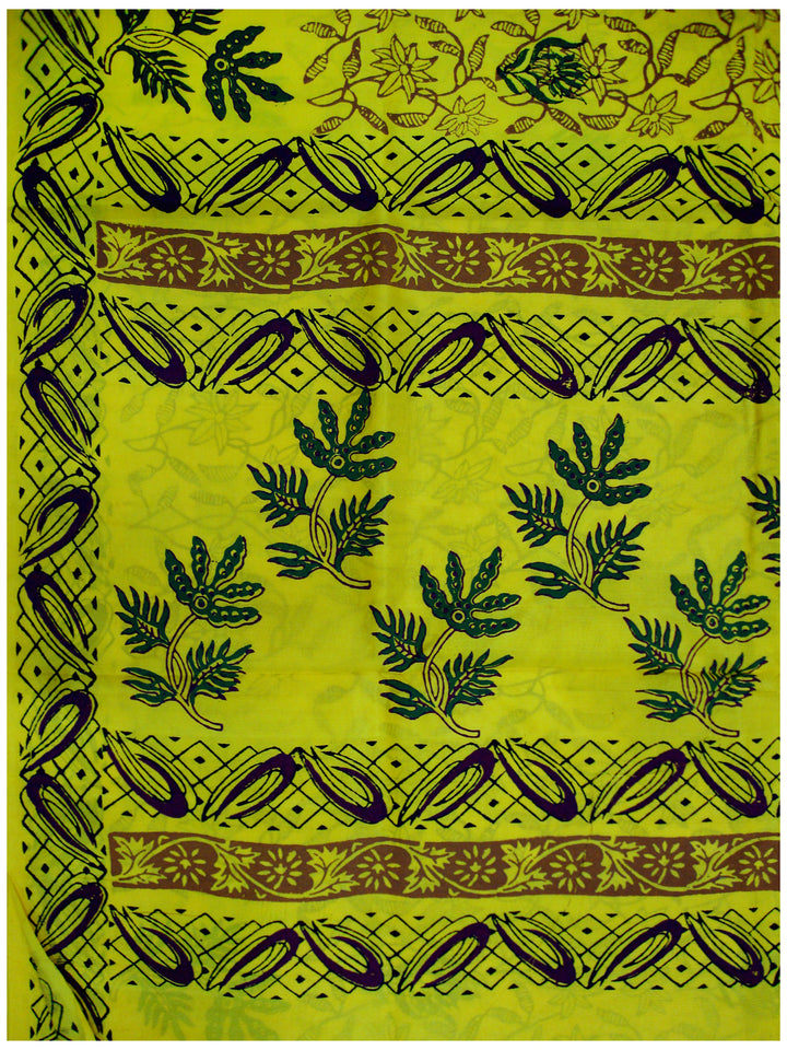 Printed silk saree Lemon Yellow shade