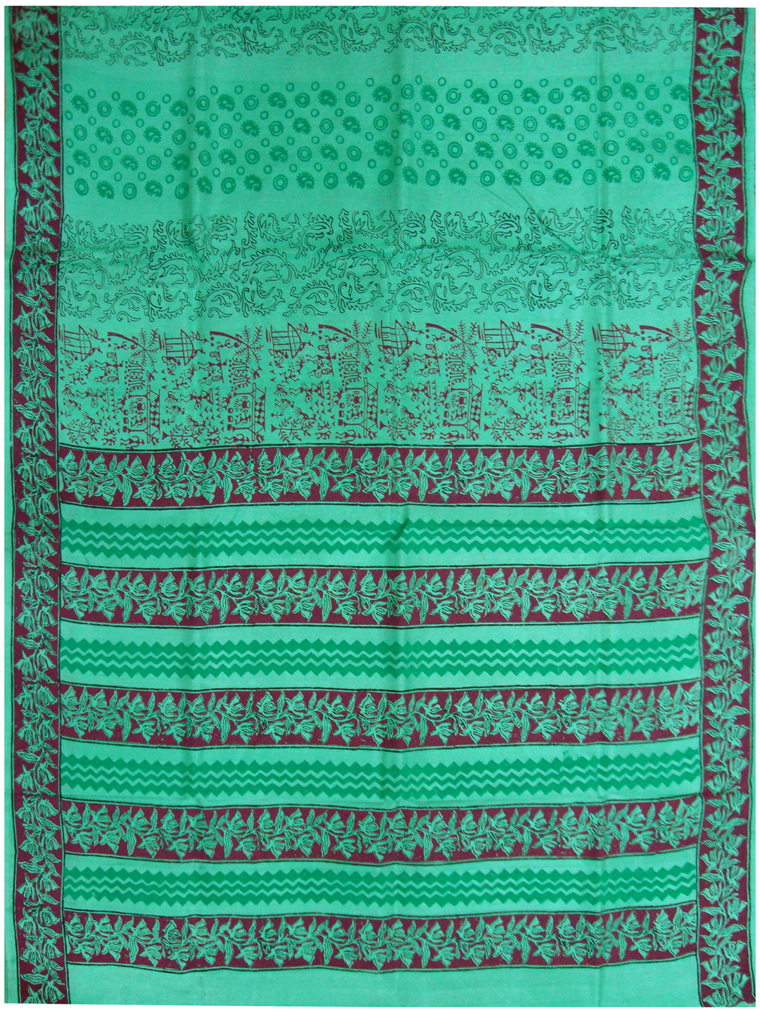 Printed silk saree Light Sea Greeen